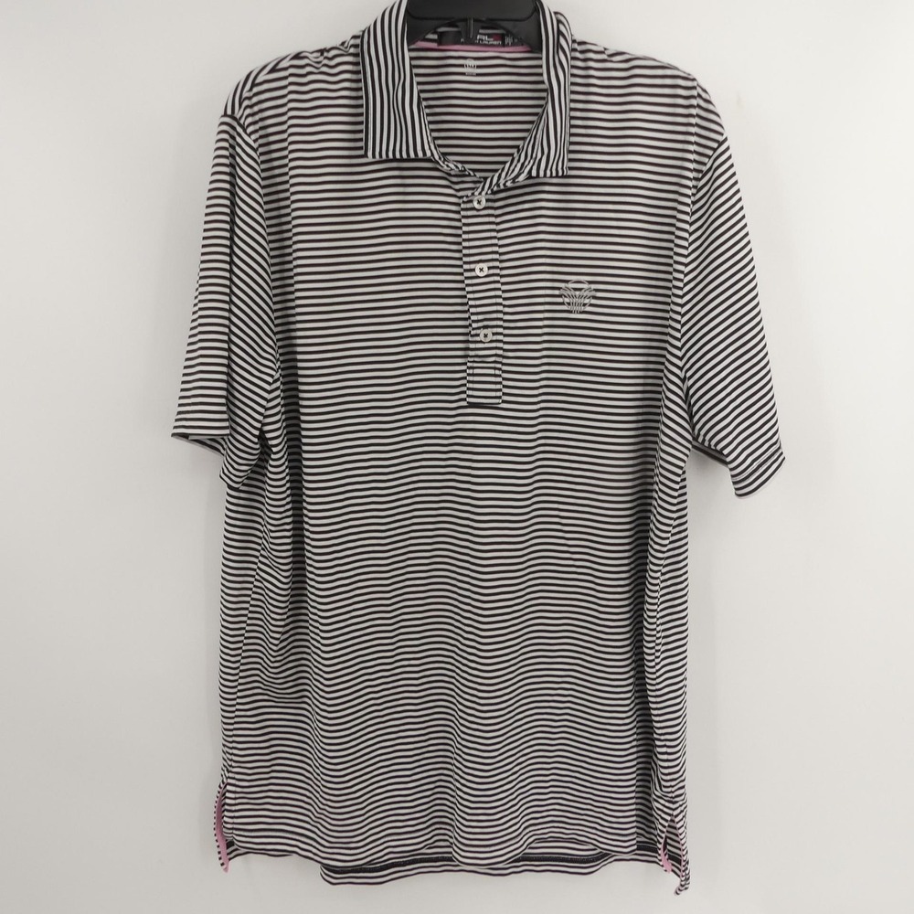 RLX Ralph Lauren Polo Shirt Black White Stripe Wicking Golf‎ Vintage Club XL